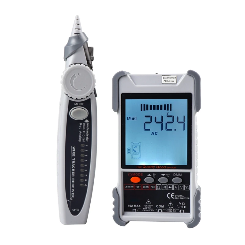 Network Cable Tester LCD Display Analogs Tracing Digital Search POE Test Cable Pairing Mapping Length Wiremap Checker Multimeter