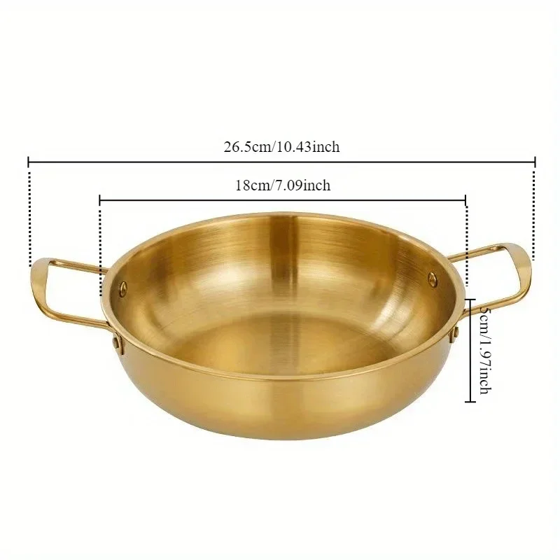 Durable Picnic Snack Plates Stainless Steel Paella Pan with Handle High Quality Seafood Rice Pot Gold Silver Dry Pots