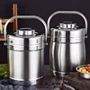 Large Stainless Steel Insulated Lunch Box Work Meal Box Double Layer Vacuum Pot Soup Pot Home Decorations And Appliances