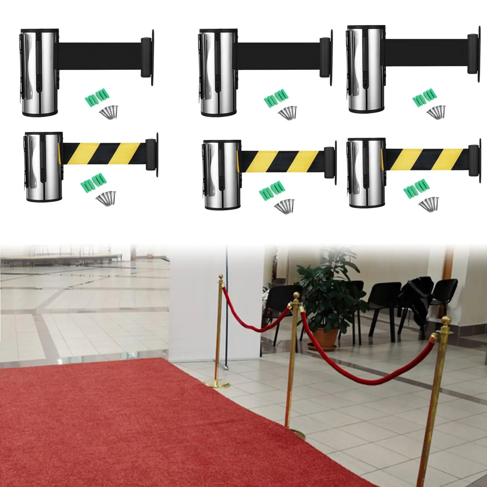 Wall Mount Retractable Belt Barrier Crowd Control Wall Barrier Multifunctional for Office