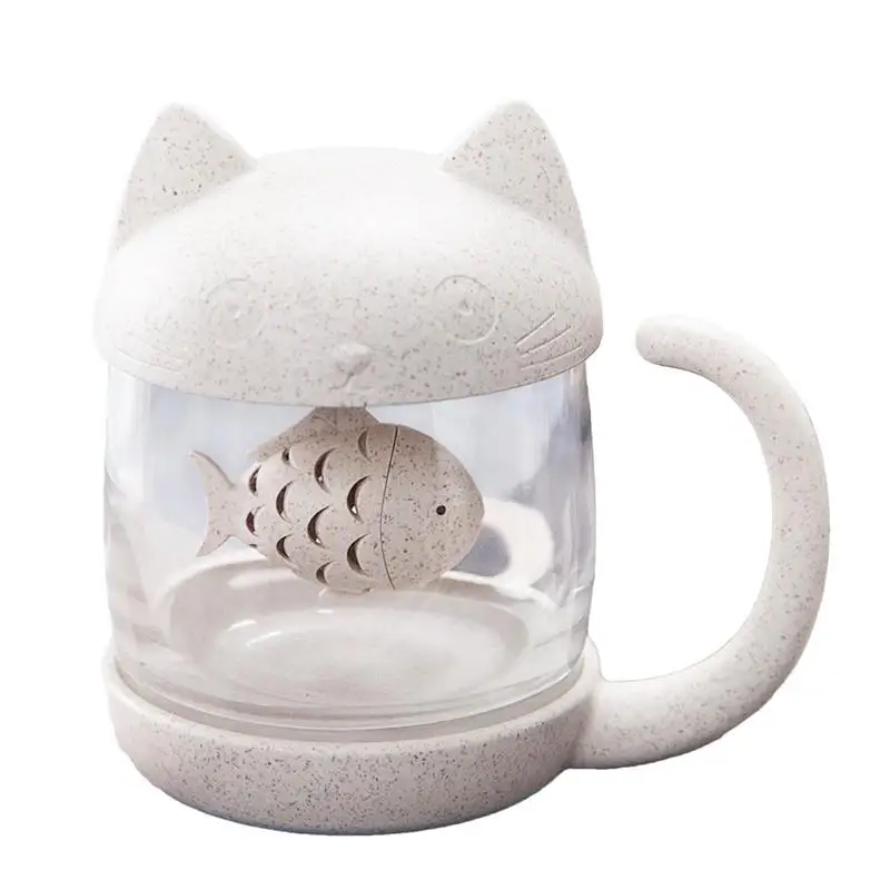 

Cute Cat Shaped Coffee Cup Cartoon 250ml Tea Mug Kawaii Infuser Mug Heat-resistant Tea Mug With Fish Strainer Filter Tea Cups