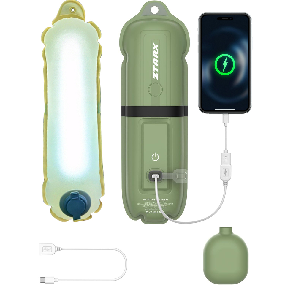 2-in-1 LED Lamp 2000mAh Rechargeable Outdoor Emergency Light IP66 Waterproof Inflatabl Foldable Magnetic Fill Light USB Charging