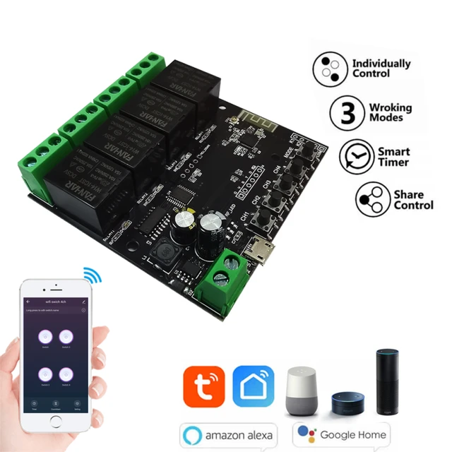 WiFi Switch Module - DC 5~12V, Wireless Remote Voice Automatic Controller  for Alexa/Google iPhone Android App