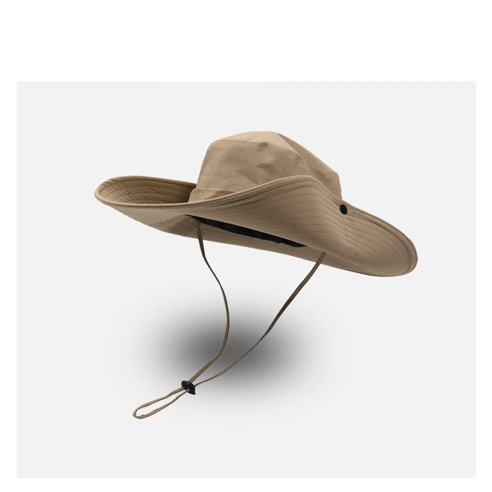 

Cowboy Hat Women Drawstring Fisherman Hat Men Large Brim Sunscreen Sun Hat Outdoor Fishing Mountaineering Hat Face Free Shipping