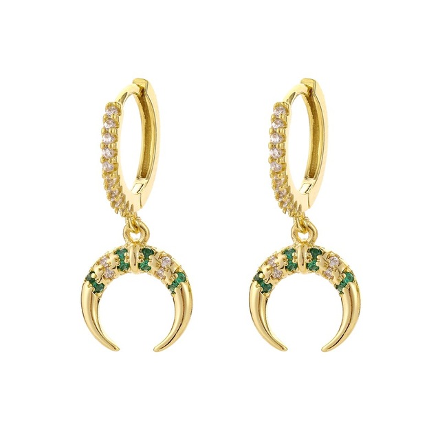 Prevent Allergy 925 Stamp Earrings New Trend Vintage Sparkling Moon Zircon Bride Party Jewelry Birthday Gifts