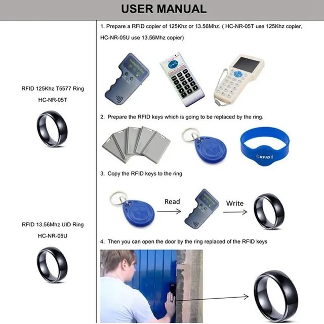 Anillo Pago Nfc HECERE T5577 O Chip UID RFID Negro Ceru00e1mica