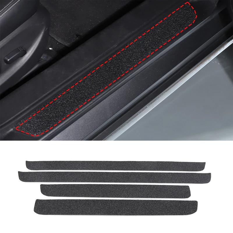 

For 2015-2022 Infiniti Q50L black car welcome pedal external door sill trim strip sticker car protection accessories 4PCS