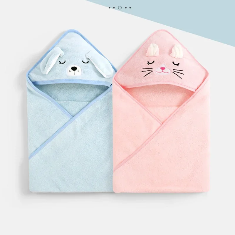 Towels Soft Hooded Towel Blanket Toddler Newborn Cartoon Animal Baby Bath Bathrobe Warm Sleeping Swaddle Wrap for Boys Girls