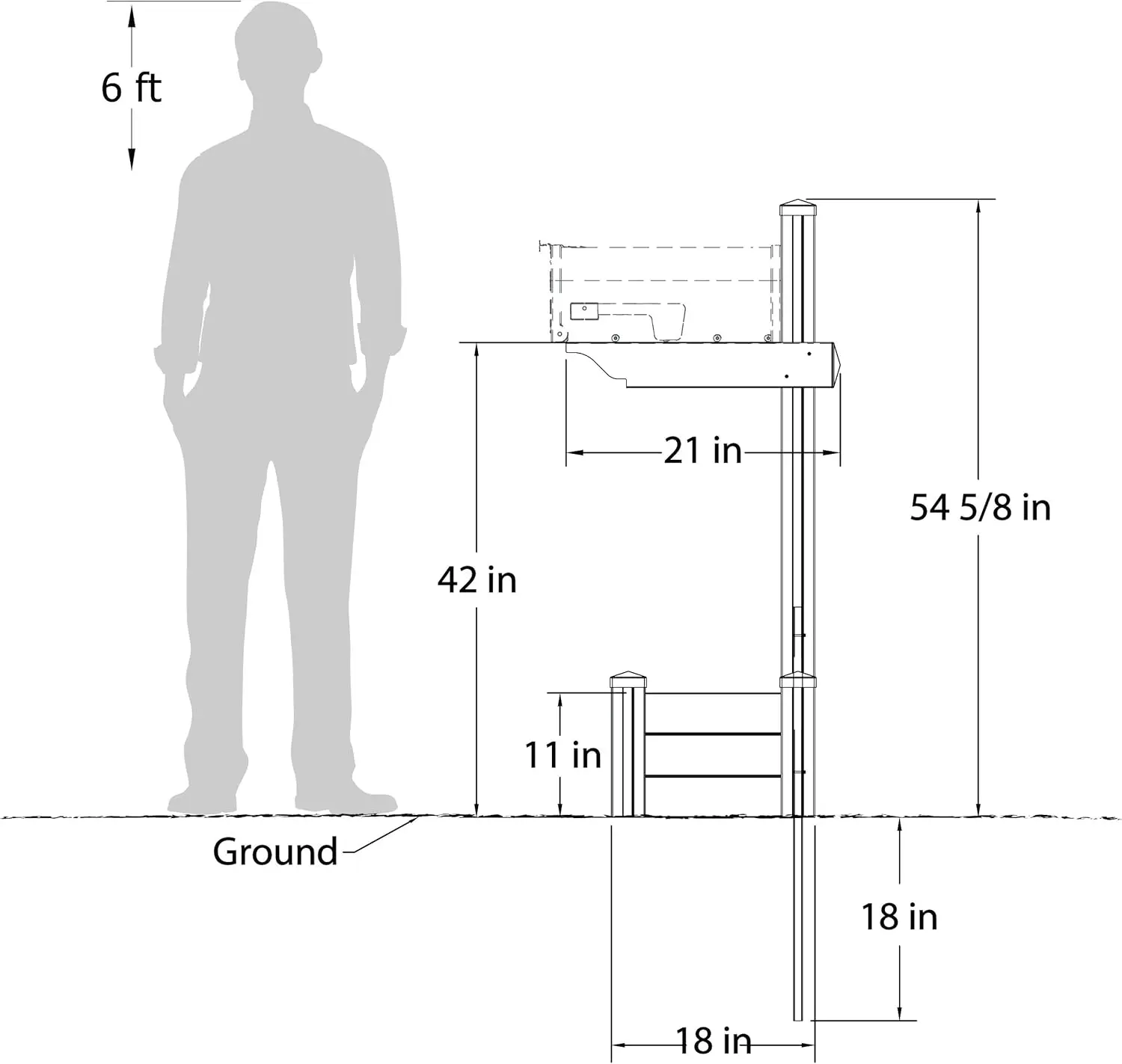 4.5ft H (1 Post w/Planter) No Dig Zippity Majestic Mailbox Post with Planter Box, White Vinyl Post for Mailboxes for Outside