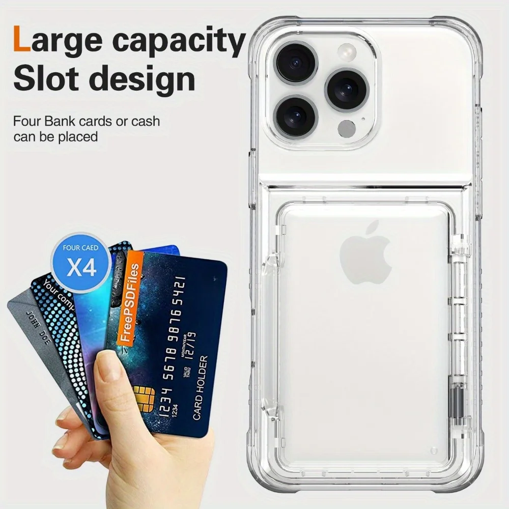 Clear Wallet Phone Case with Credit Card Holder Cover