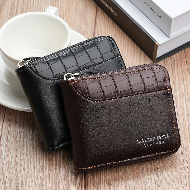 Leather Men’s Wallet Luxury Mens Purse Male Zipper Card Holders with Coin Pocket Rfid Wallets Gifts for Men Money Bag Best Sellers In Luggage, Bags