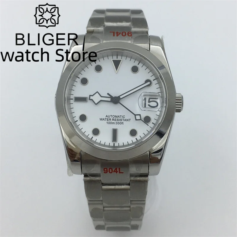 BLIGER 36mm39mm White Black dial Sterile 24 gemstones NH35 pt5000 MIYOTA 8215 Mechanical Men's watch Oyster strap sapphire glass