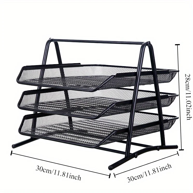 Tieyi three-layer file tray office supplies desktop A4 metal storage management rack iron mesh multifunctional file rack desk organizer storage organizer file folder organizer
