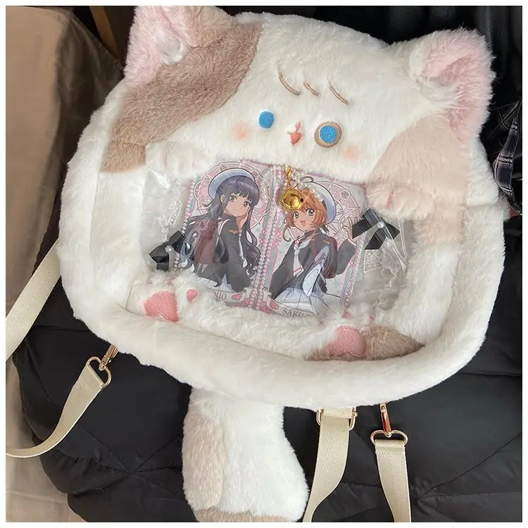 JIAERDI Harajuku Aesthetic Cat Backpack Women New Plush Soft Chic Mini Backpacks Itabag Female Sweet Cute Mochila Crossbody Bags