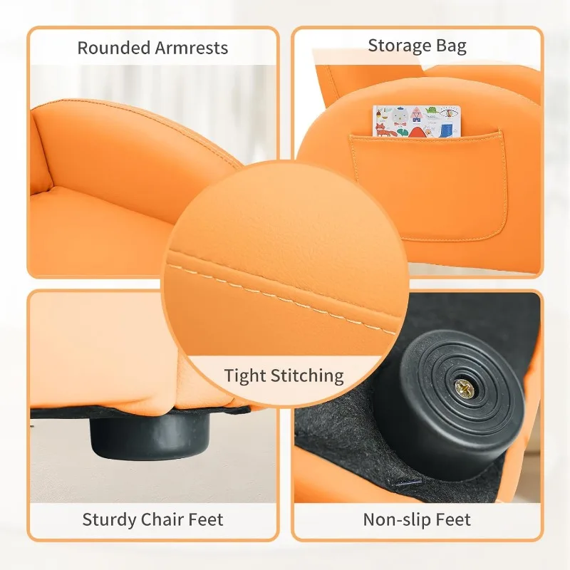 Kids Couch, Toddler Chair with Ottoman, Toddler Couch with 5 Adjustable Backrests, Leatherette Sofa Chair is Waterproof 5