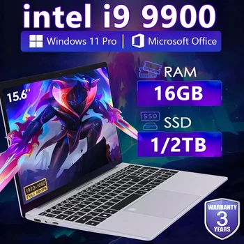 Computadora portátil de 15.6 pulgadas, Intel Core i9 9900, Windows 11, portátil para juegos, 16GB DDR4, 1TB SSD, desbloqueo por huella dactilar, notebook para oficina y estudio. 1