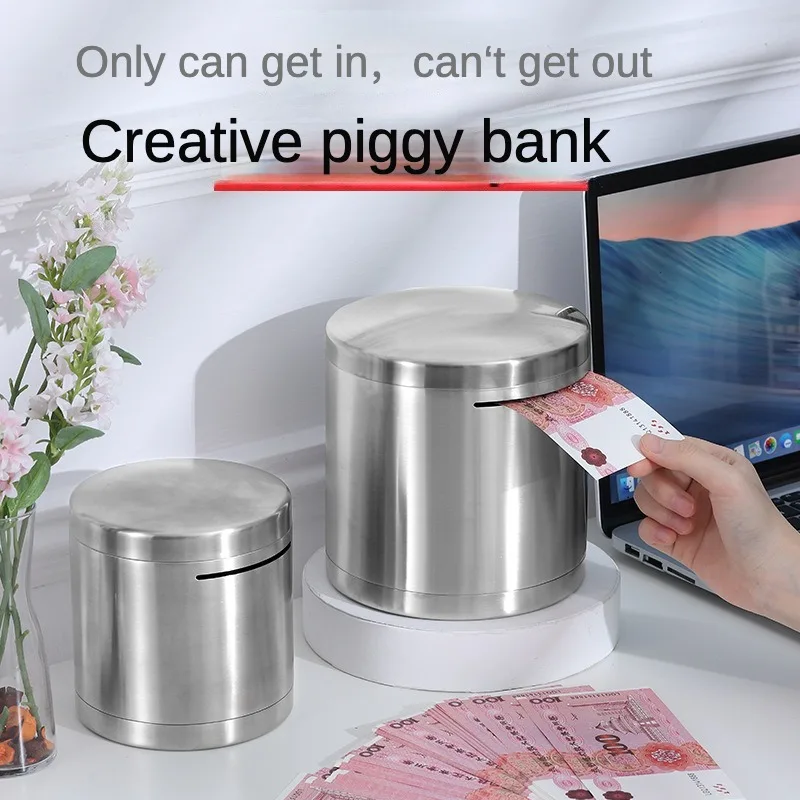 

Money Bank Stainless Steel Coin Box Fall Prevention Woman Man Baby Children Piggy Weedding Birthday Gift Saving Boxes