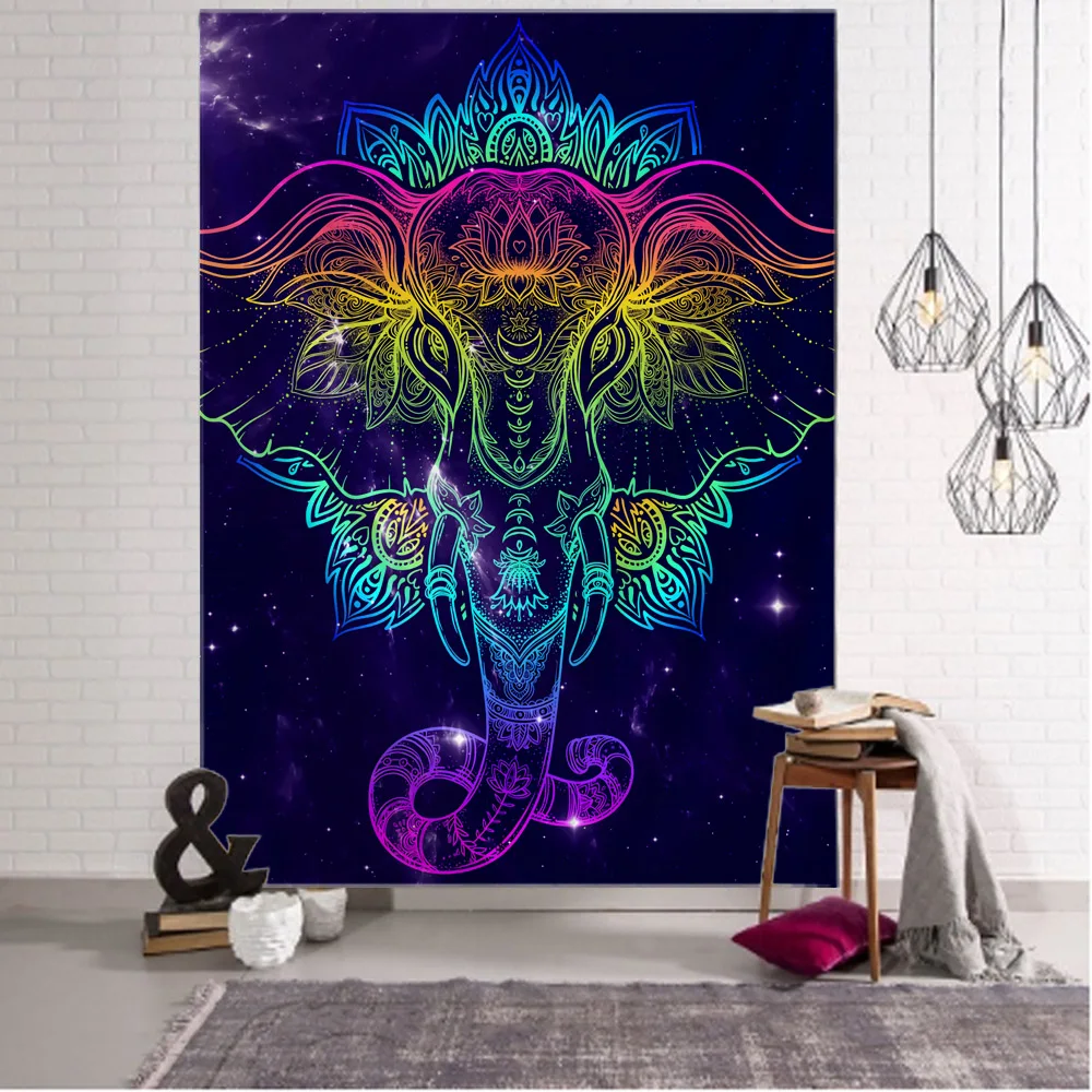 

Elephant Head Buddha Art Tapestry Dreamy Starry Sky Wall Hanging Home Wall Decoration Room Aesthetics Art Decoration Bed Sheet