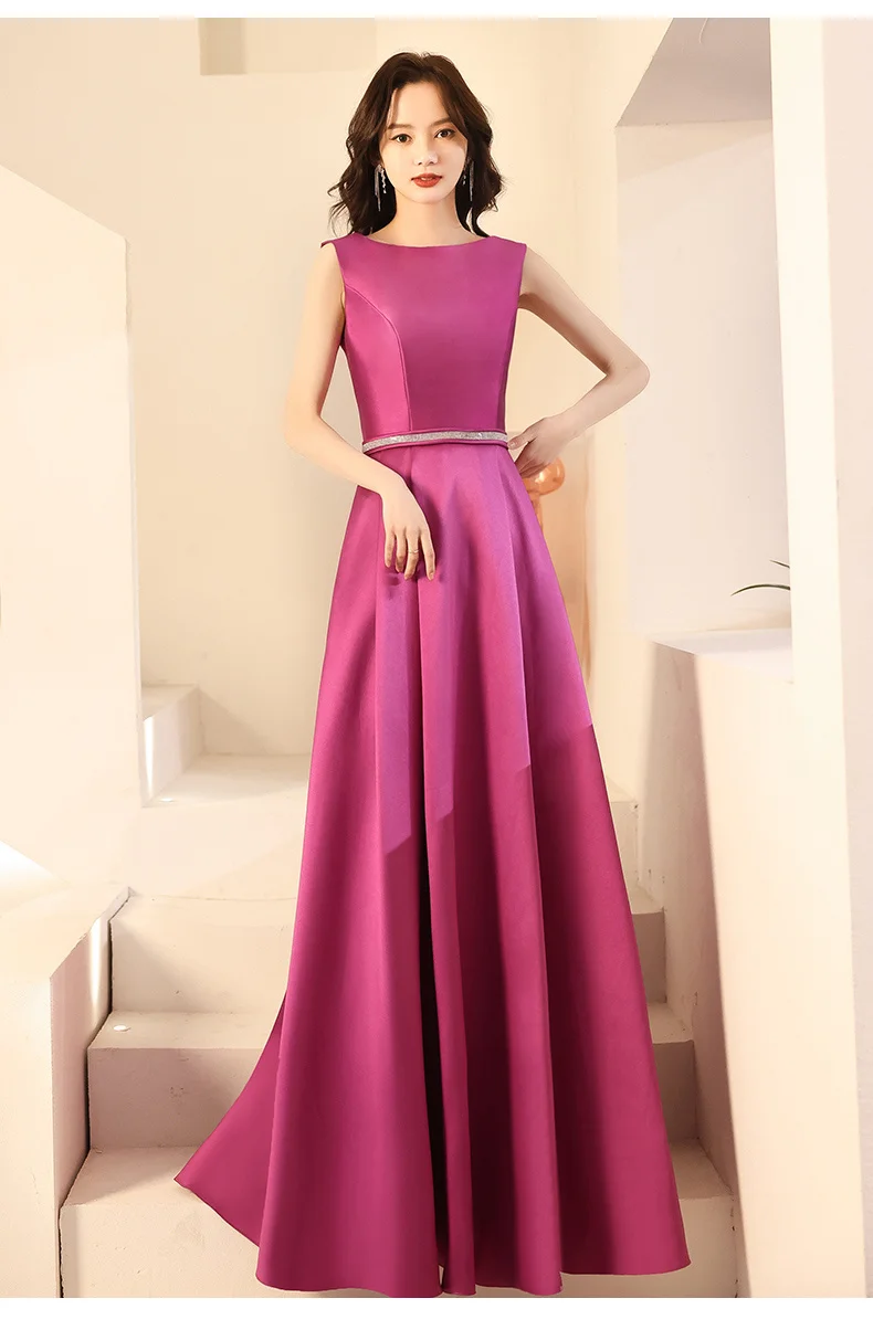 Elegant Simple Satin Long Evening Dresses Sleeveless A-line Floor-Length Women Formal Gowns For Wedding Plus Size maternity evening dresses