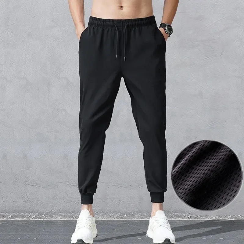 thumbnail image 1 of Pantalones casuales de verano de color sólido de seda de hielo holgados de secado rápido pantalones elásticos, 1 of 5