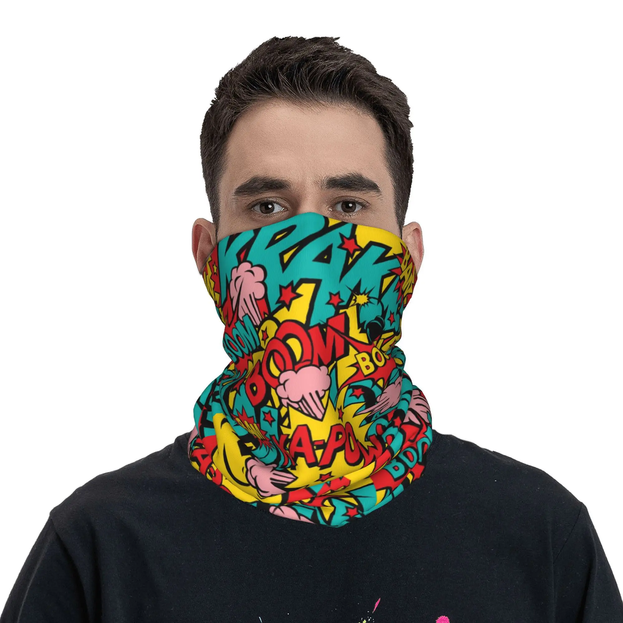 Comic Book Bandana Neck Gaiter UV Protection Face Scarf Cover Women Men Headwear Tube Balaclava