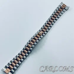 Premium Two - Tone Gold/Rose Gold Solid Stainless Steel Bracelet - 20mm 904L Presidential Design (Silver Rose)