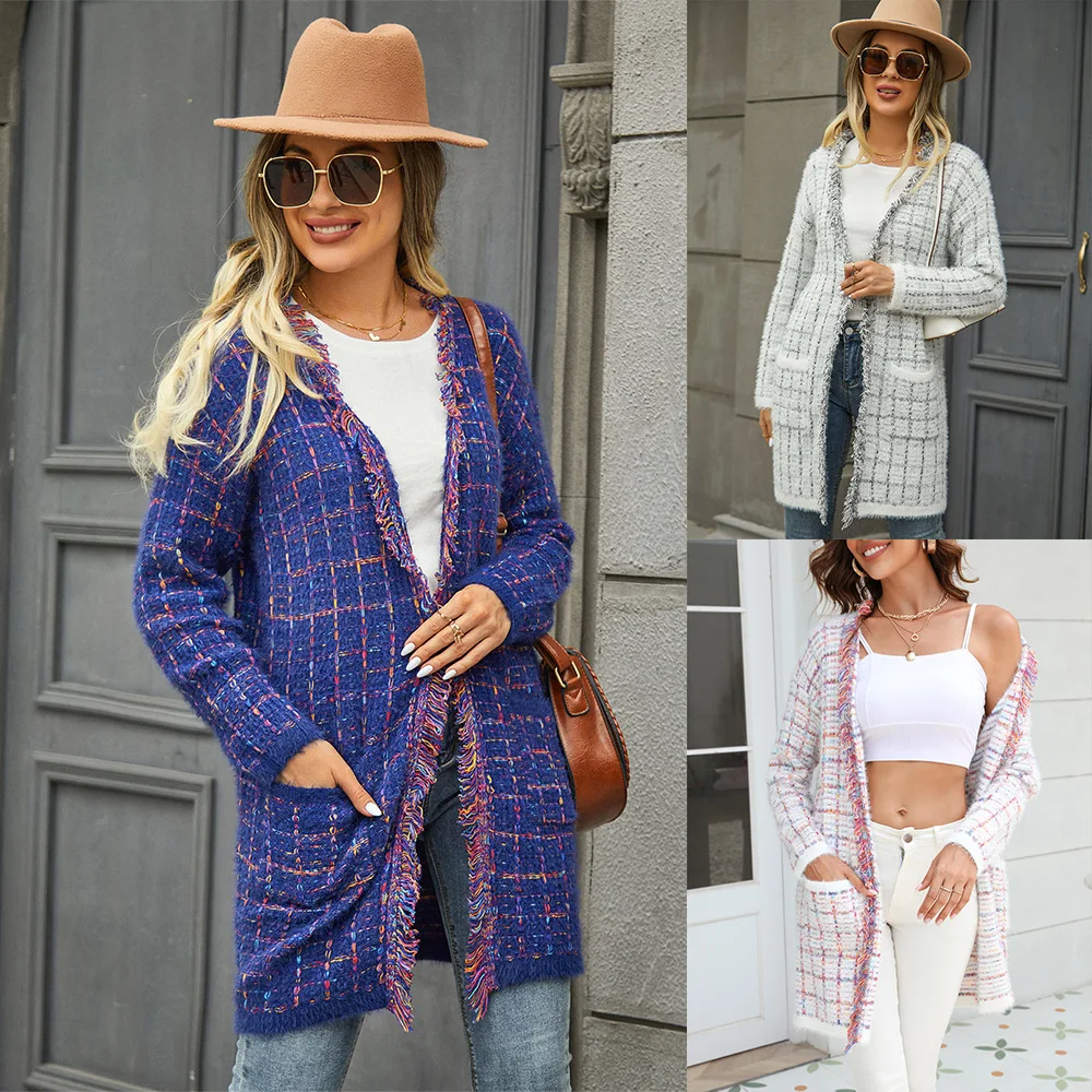 

2023 Winter Fashion Popular Knitwear Cardigan Tassel Fashion Colorful Coat