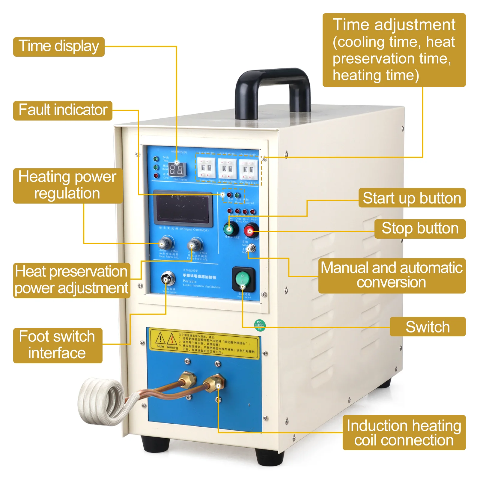 고주파 유도 가열 기계, 담금질 용접, 납땜, 소형 용융 금박 장비, 15KW, 220V