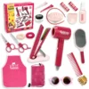 Girls Beauty Hair Salon Toy Kit Play Makeup Set with Blow Dryer Barber Costume Apron for 3+ Years Old Girl Birthday Gifts 6
