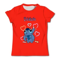 Girls Kawaii Stitch T-shirt Child Girl Clothing Toddler Tees Children Clothes 2024 Summer Short Sleeve Kids Boy Cartoon Tee Tops 3