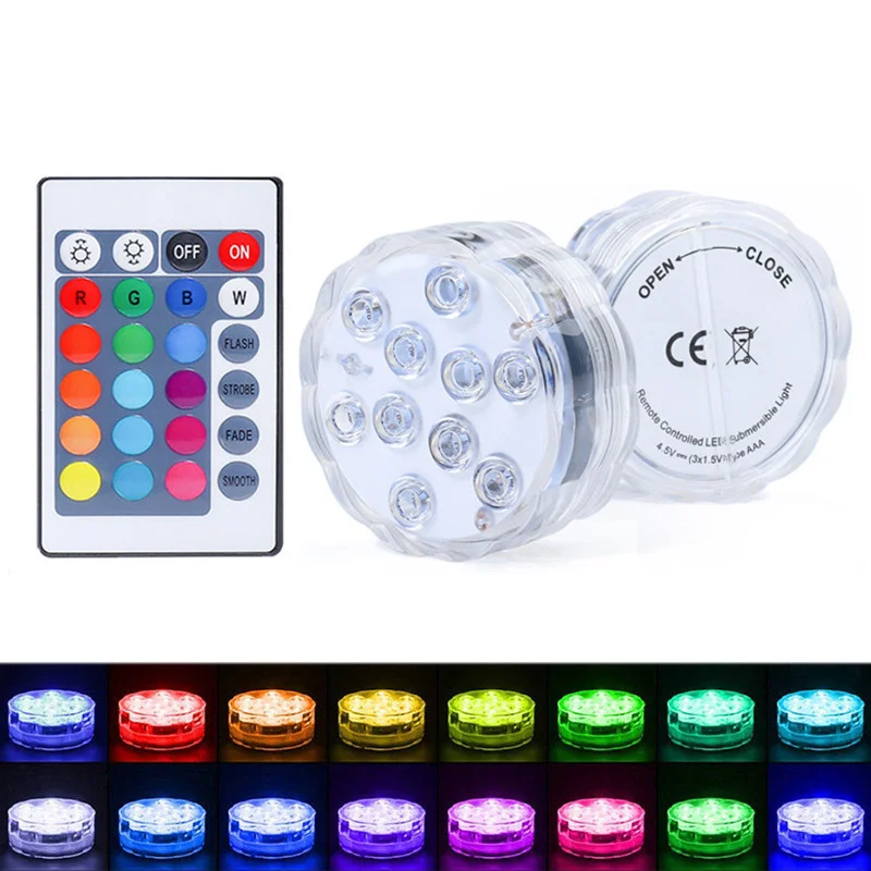 

RGB Remote Control Submersible Light Waterproof Underwater Lights Pond Swimming Pool Light Night Lamps Party Garden Decoration