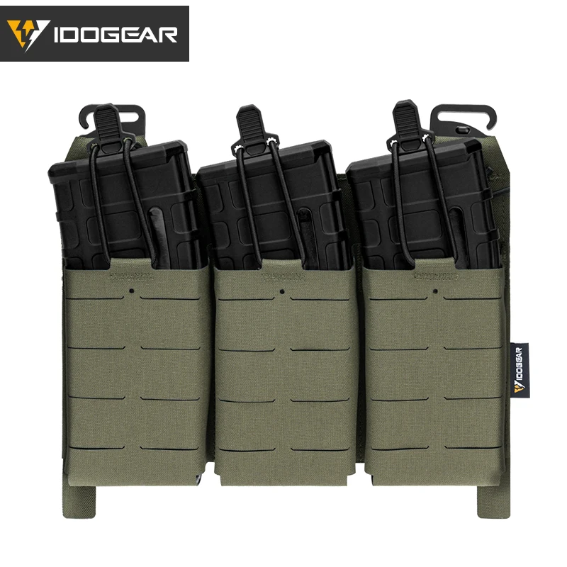 Lot De 3 Poches élastiques Tactiques WST Pour Chargeurs 556 – Fixation MOLLE – Camouflage (Neuf)