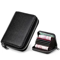 Cowhide Organ Card Case RFID Anti-theft Lady Card Holder Purse Men Card Case Multifunctional Zipper Small Short Wallet 2