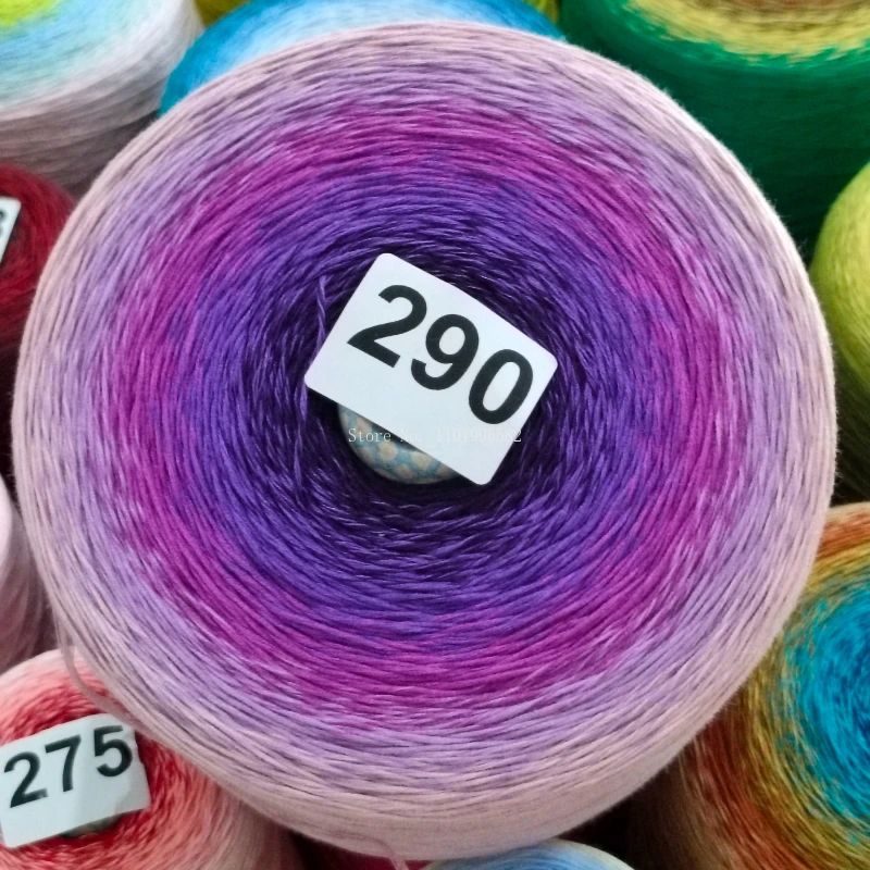1500g/group Gradient Color Plus Sticky Pure Cotton Cake Thread DIY Hand Knit Shawl/rainbow Blanket/Lace Waffle Blanket Thread 6