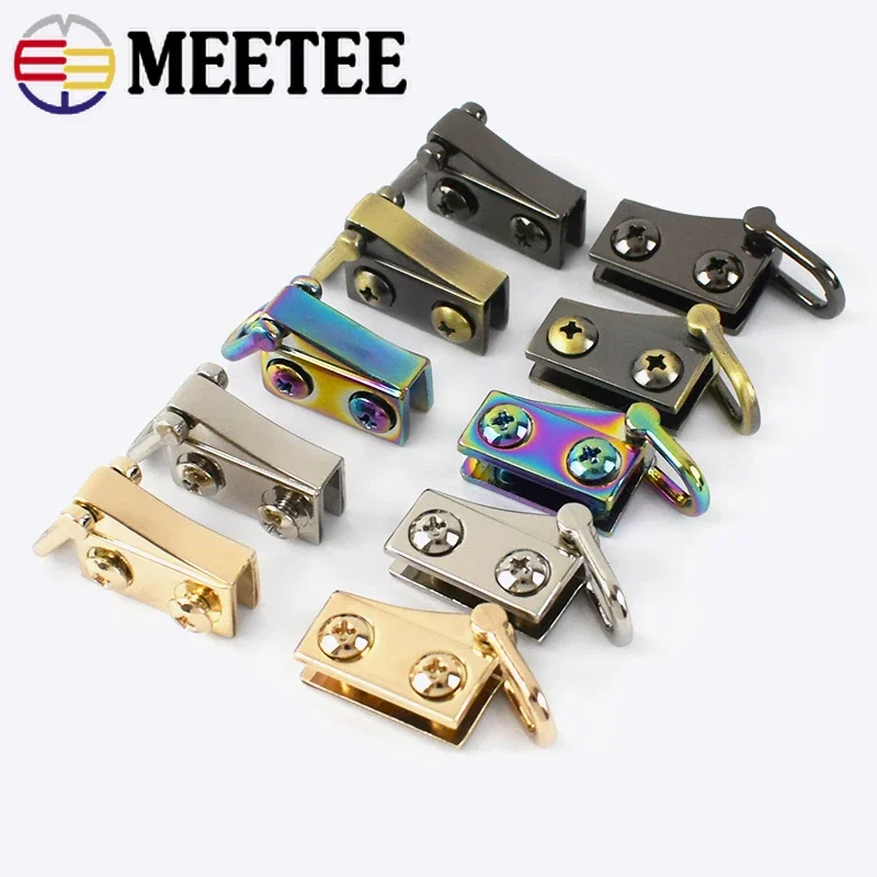 Meetee 2/6/10pairs 20X10mm Bag Metal Ear Shoulder Strap Hang Buckle Side Clasp Hook DIY D Ring Hooks Luggage Accessory F1-25