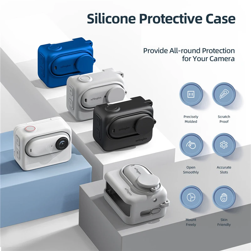 Silicone Protective Case with Lens Protection Film for Insta 360 GO 3S - Non-Slip All-Round Shield