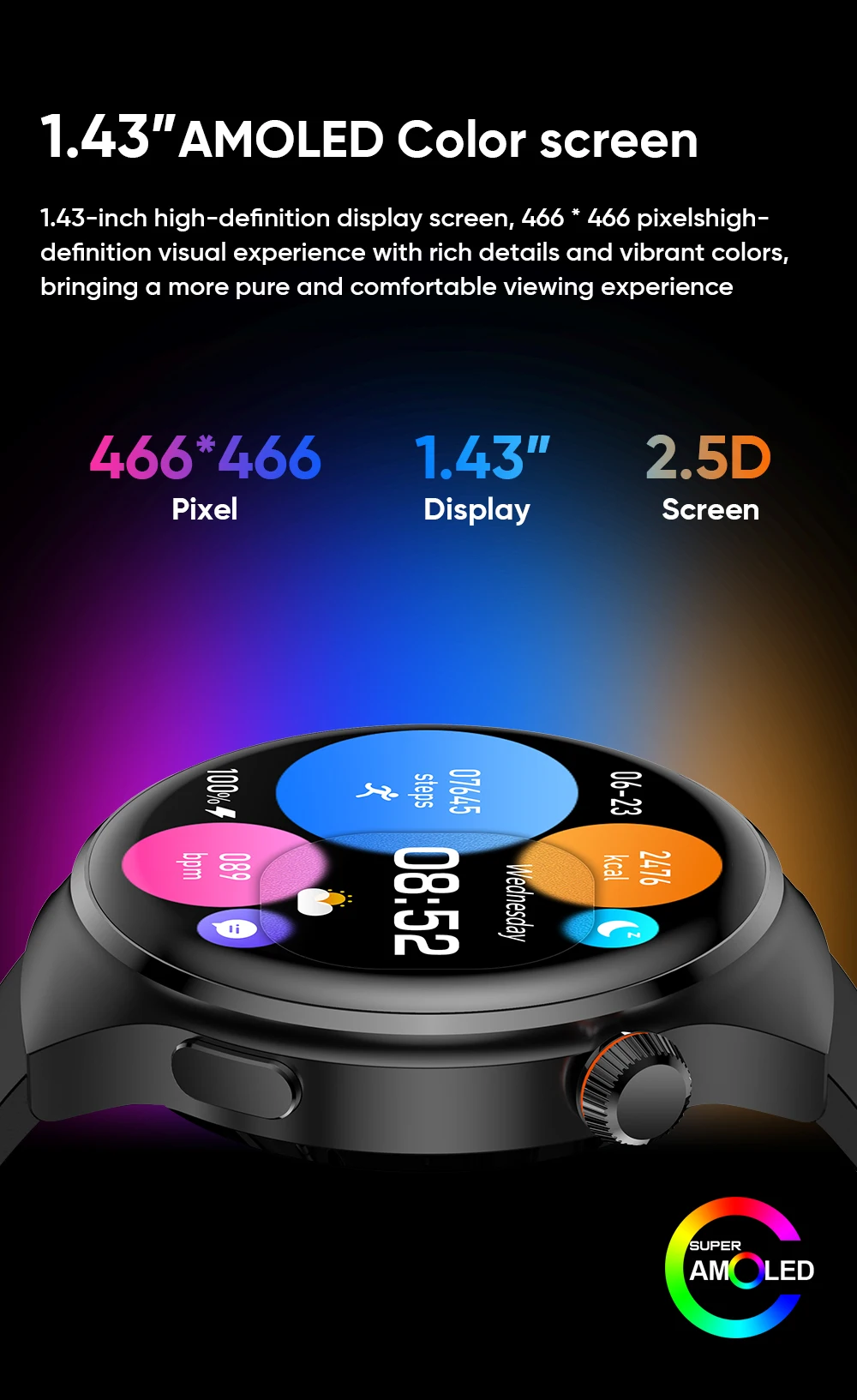 HWEI 스타일 스마트 워치 AMOLED NFC 블루투스 통화, 스포츠, 피트니스 스마트워치, 4 프로, 460x460, 남녀공용, 업그레이드 신제품