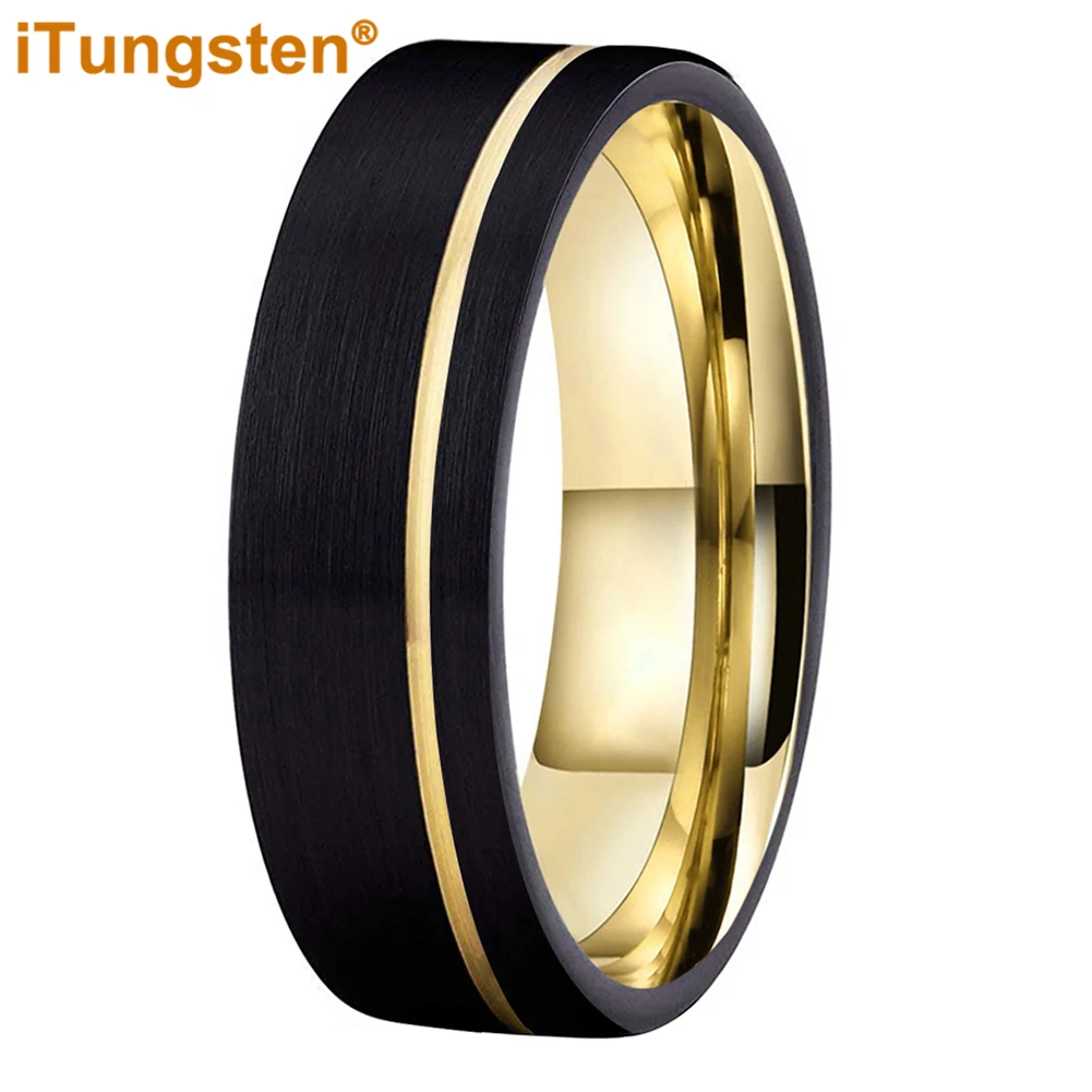 iTungsten 6MM 8MM Nice Wedding Band Tungsten Carbide Ring For Men Women With Offset Groove And Brushed Finish Comfort Fit