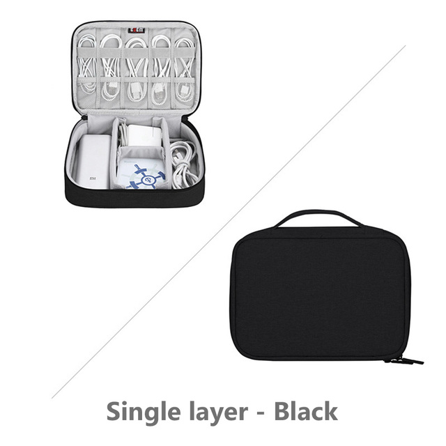 Travel Cable Storage Multi-Function Digital Storage Bag Gadget Organizer Digital Pouch Ipad Earphone Charge Double Layer