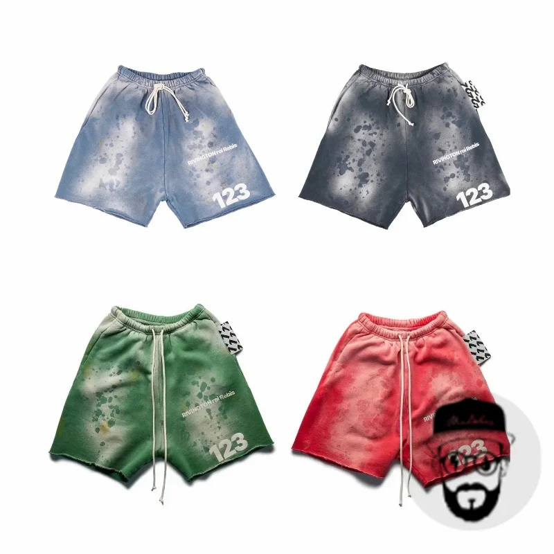 Free shipping heavyweight cotton RRR123 shorts with drawstring casual loose men's sports shorts