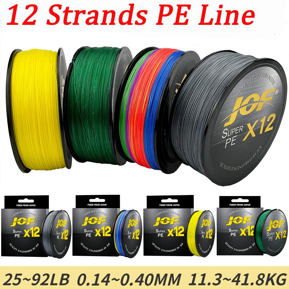JOF 500m 12Strands Super Strong 12x Abrasion Resistant PE Braided Fishing Line Multifilament Carp Fishing Wire Rope Cord Pesca