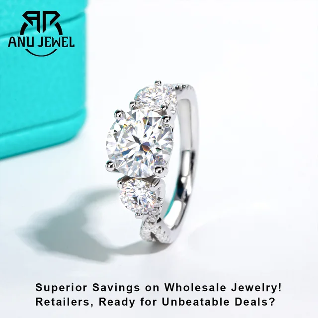 AnuJewel 4.25cttw Moissanite Infinity Engagement Rings D Color 925 Sterling Silver 3 Stone Wedding Anniversary Ring For Women 1