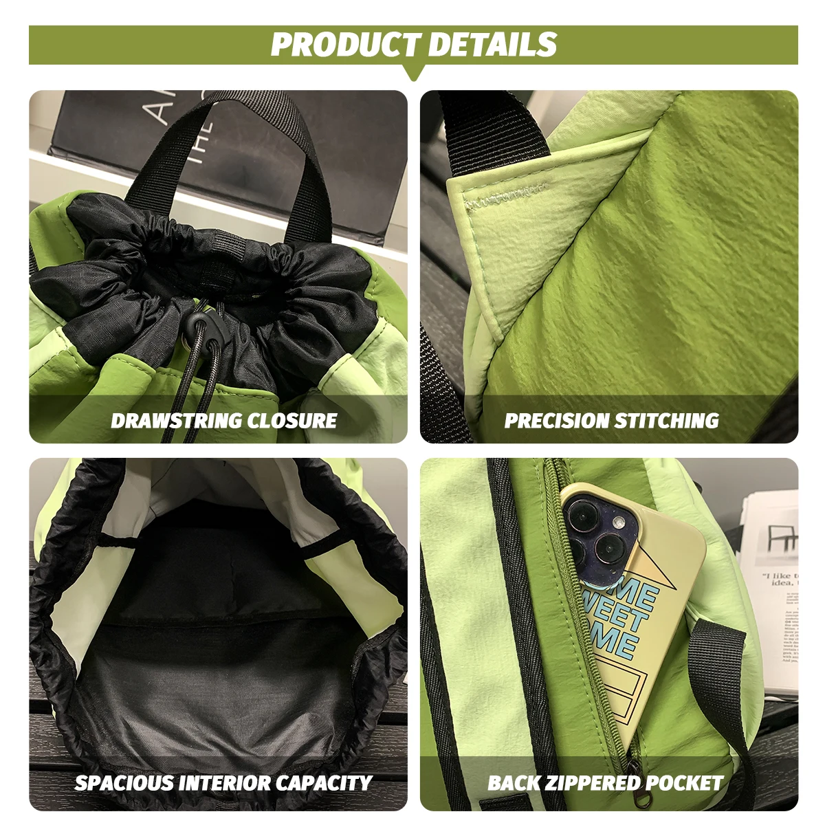 Lightweight Backpacks for Men and Women with Drawstrings, Student School Bags, Outdoor Sports Mountaineering Bags, Niche Fishing Travel Backpacks, Mountain Climbing, Cycling, Traveling, Seaside and Beach