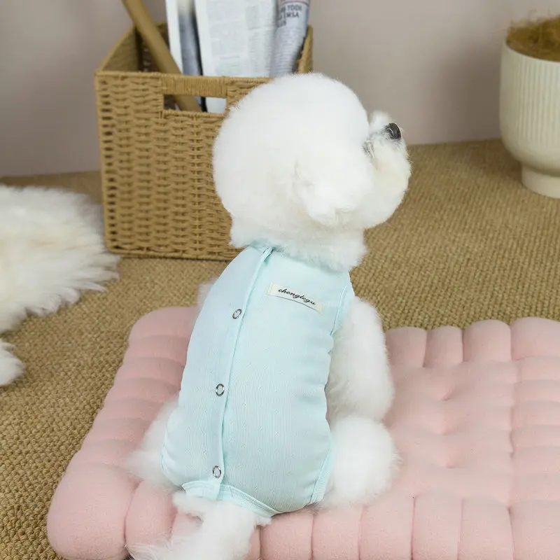 여아 강아지 옷 봄 여름 배를 감싸는 점프수트 원피스 소형견 치와와 요크 강아지 수술 가운 파자마 오버올