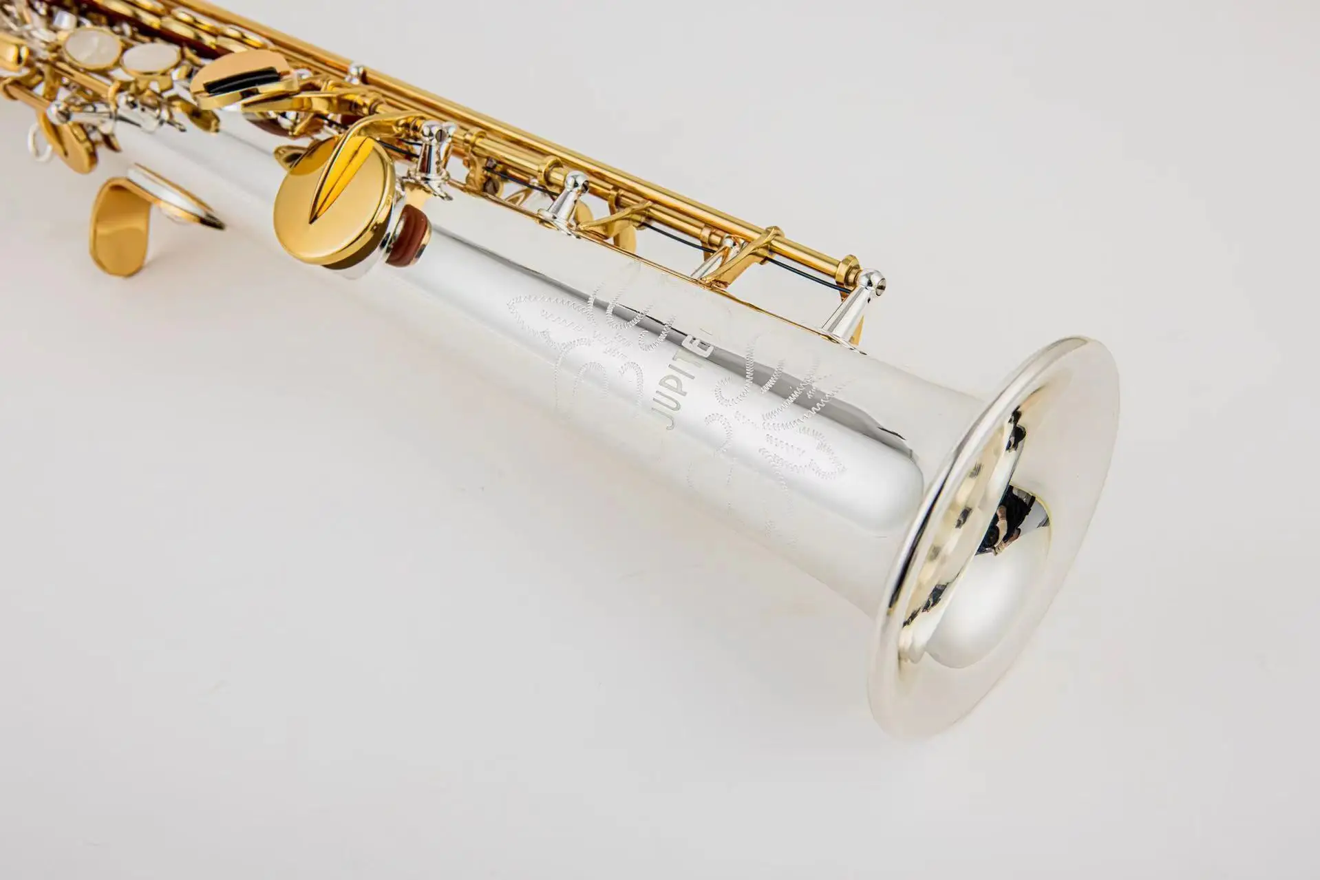 JPS-847 Soprano Saxophone Silver Plated Body Gold Lacquer Key Sax