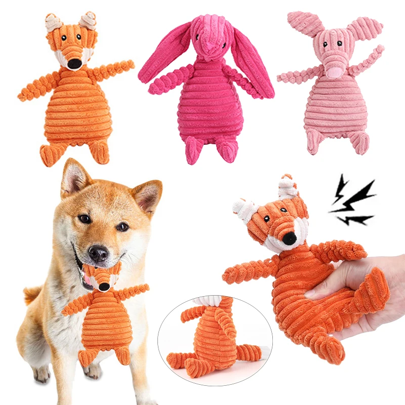 1pc Fox Shaped Dog Chew Toy, Short Plush, No Stuffing, Squeaky