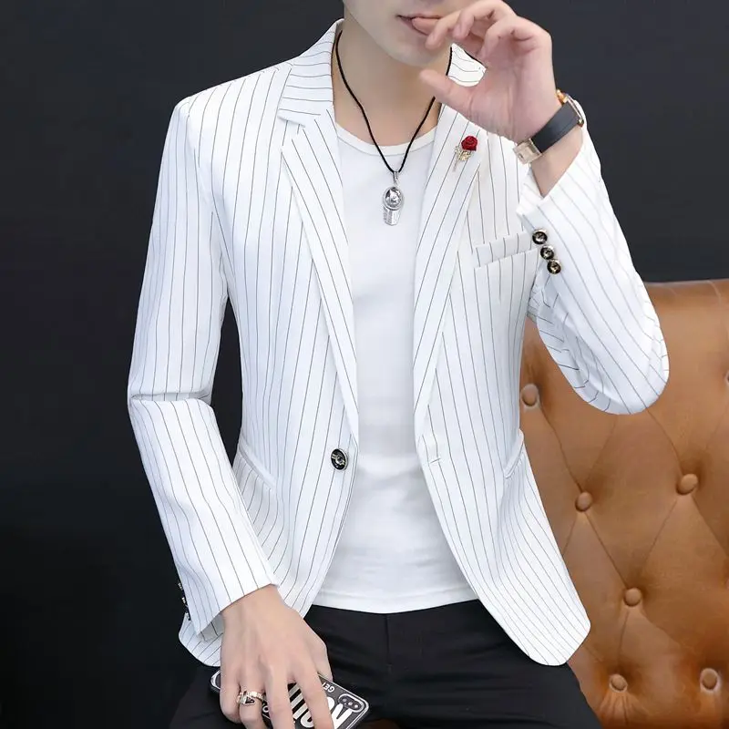 Spring High Quality New Men's Fashion Korean Version Slim Handsome Trend Business Casual Four Seasons Blazers Coats D403