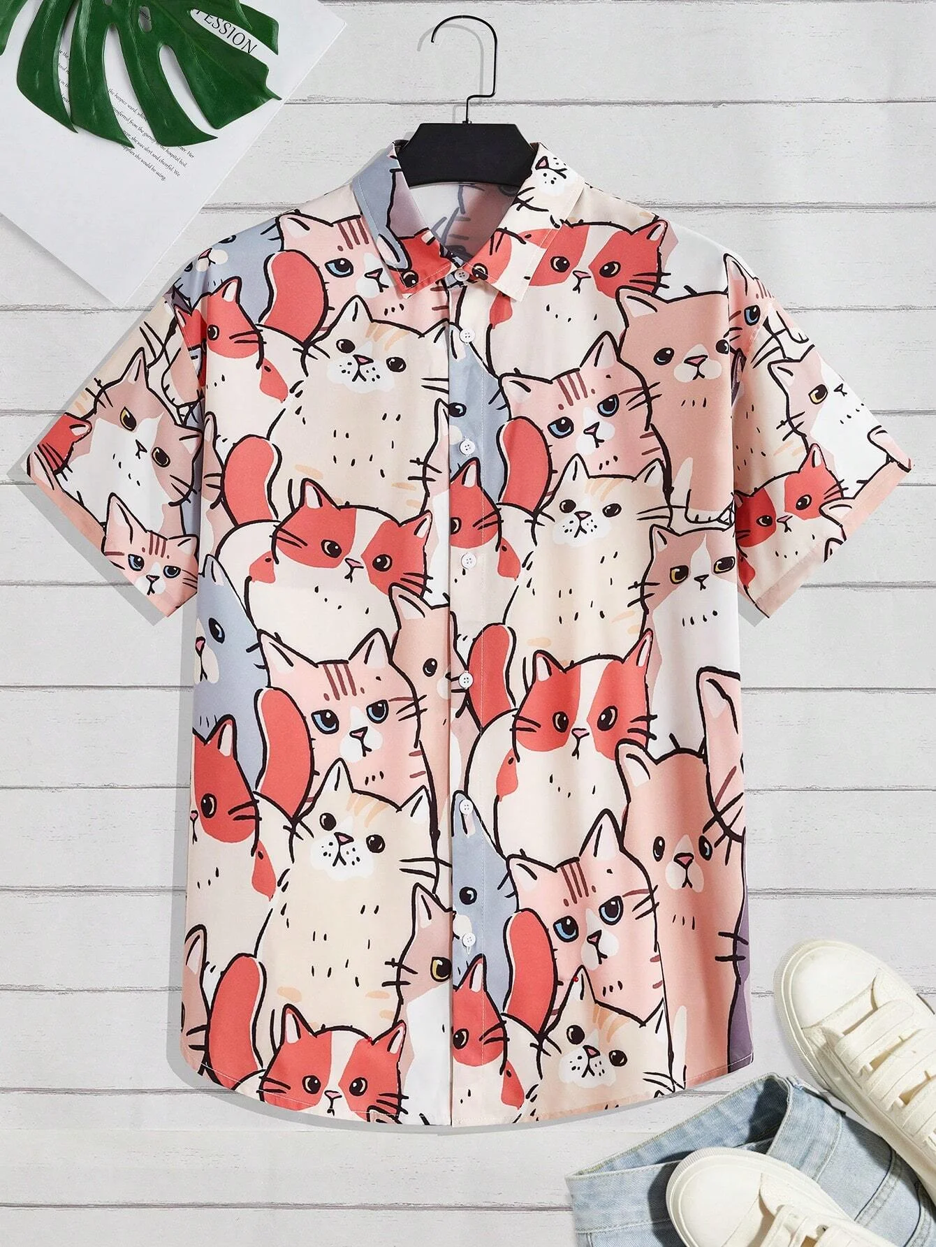 Unisex Fashion Men's Cute Cat Print Casual Daily Wear 3D Printing Short Sleeve Shirt Fashion Hawaiian Shirts For Men Harajuku 5