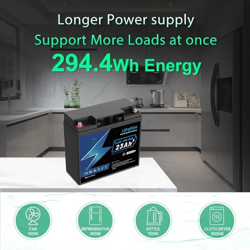 LiFePO4 교체용 12.8V 23Ah LifePO4 배터리 팩 (잠수함, 오토바이, RV, 보트용 BMS 포함)