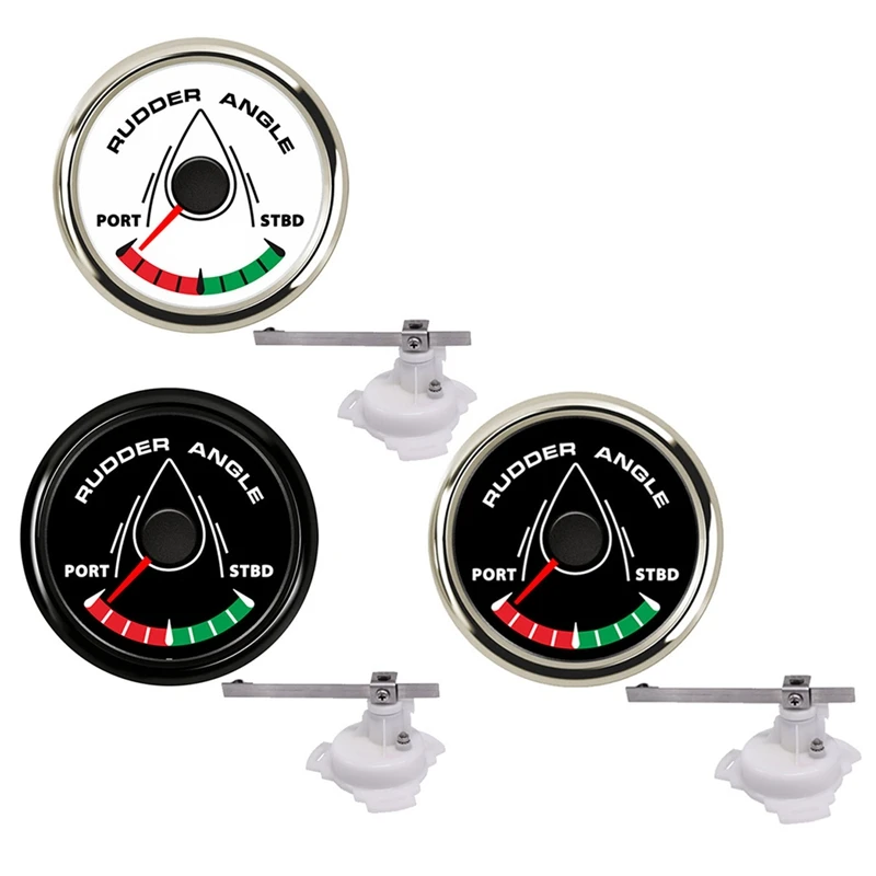 

52MM Boat Marine Rudder Angle Indicator 0-190 Ohm With Rudder 8 Color Backlight 12V/24V